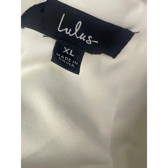 LULU'S XL White Dignified Beauty Mesh Embroidered Tie-Strap Jumpsuit NEW B137